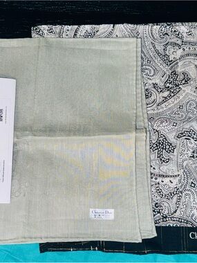 Dior Two-Tone Silk Scarf in Light Green and Black Paisley 2 pice sets